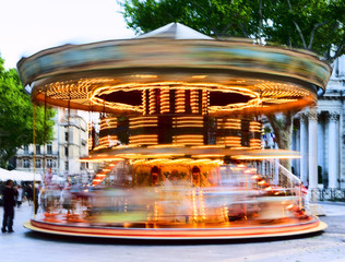 Traditional carousel with horses