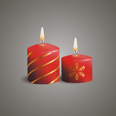 Christmas candles with snowflakes