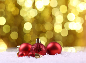 Christmas balls on abstract light background