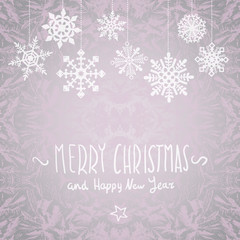 Fototapeta na wymiar winter Merry christmas card with snowflakes, vector illustration