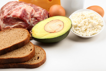 Food high in protein close-up