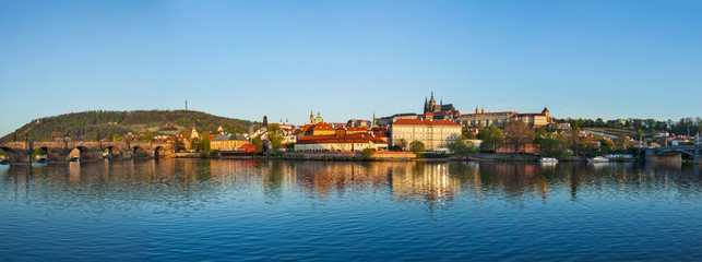 Fototapeta na wymiar Panorama of Prague: Gradchany (Prague Castle), St. Vitus Cathedr