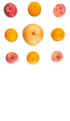 Gala apples, Nashi Asian pears and oranges over white background