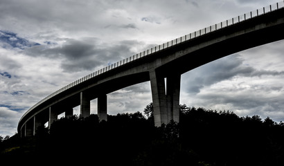 Dark highway overpass