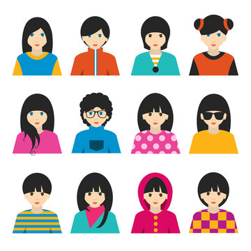 Big set of avatars profile pictures flat icons.