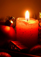 Advent candle and christmas decoration . 