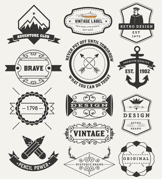 Vintage Insignias / logotypes set. Vector design elements, logos