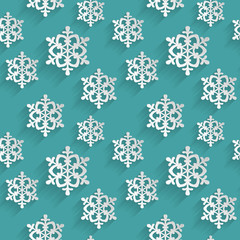 Seamless pattern with flat snowflakes. Vector background.