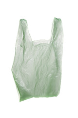 Green plastic bag isolated on white