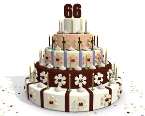 Foto op Plexiglas 66 jaar - feest met taart © emieldelange