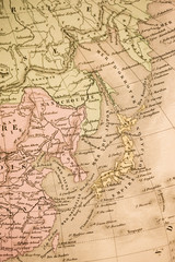Naklejka premium 古い世界地図 日本