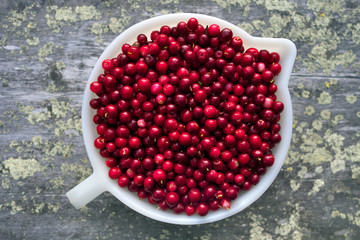 Cowberries in bowl.