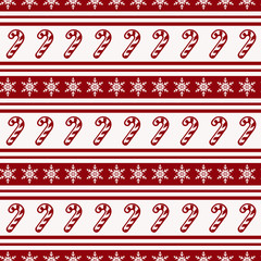 Striped christmas pattern with candy cane. Vector seamless backg