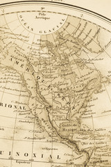 古い世界地図　北米
