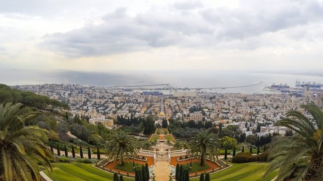 Time lapse of the Bahai Gardens and temple, Haifa, Israel