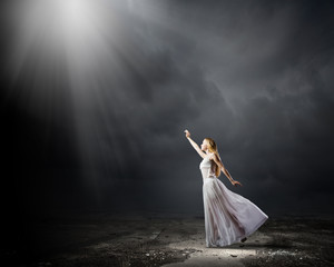 Woman in darkness