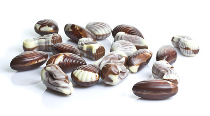 chocolate seashells isolated on white