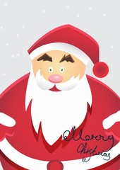 Cartoon Santa Claus with Merry Christmas 