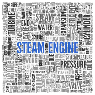 STEAM ENGINE Concept in Word Tag Cloud Design