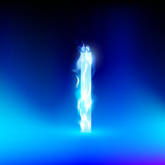 vector letter with blue fire