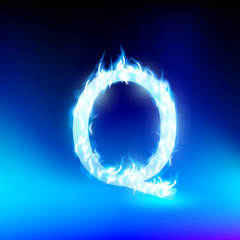 vector letter with blue fire