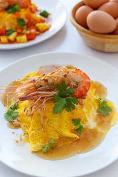 Thai food melet with prawn in sweet tamarind sauce.