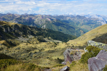 Autumn mountains from the pass Col d'Ayous