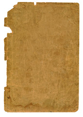 Old turned paper on white