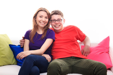 Boy and girl on the sofa