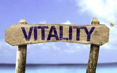 Vitality sign with a beach on background