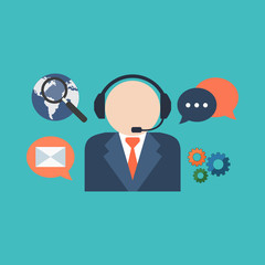 Online support concept. Flat design stylish.