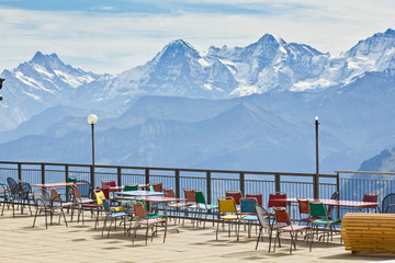 Observation deck and restaurant in the high Alps in Switzerland