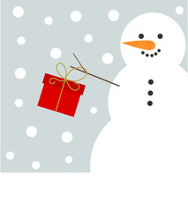 Christmas snowman with present