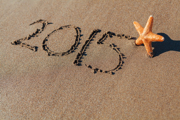 starfish next to 2015 written on sand