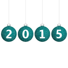 Green Hanging Christmas Balls with Snow - 2015