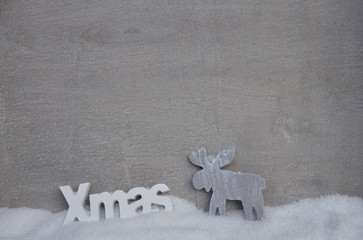 Xmas Schild mit Elch im Schnee