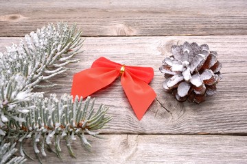 christmas decoration on wooden background