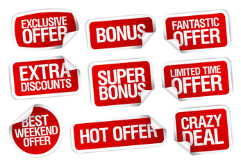 Hot super offer stickers set.