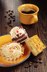 Tasty cakes and coffee