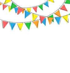 Obraz premium Multicolored bright hand-drawn buntings garlands isolated on whi