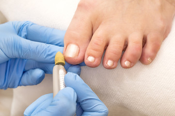 process of pedicure at beauty salon
