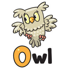 Little owl for ABC. Alphabet O