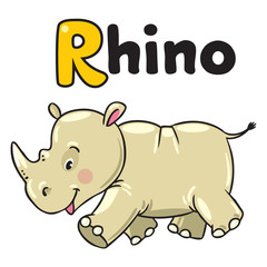 Little rhino for ABC. Alphabet R