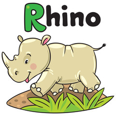 Little rhino for ABC. Alphabet R