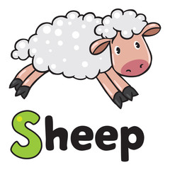 Little funny sheep, for ABC. Alphabet S