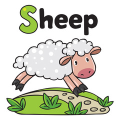 Little funny sheep, for ABC. Alphabet S