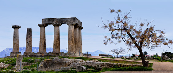 Ruins of Appollo temple in ancient Corinth. Greece.