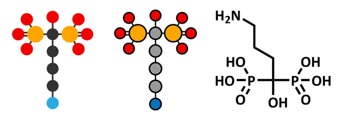 Alendronic acid (alendronate, bisphosphonate class).
