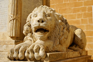 Lion sculpture,an outdoor maltese symbol in Valletta