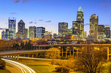 Fototapeta na wymiar Charlotte, North Carolina City Skyline